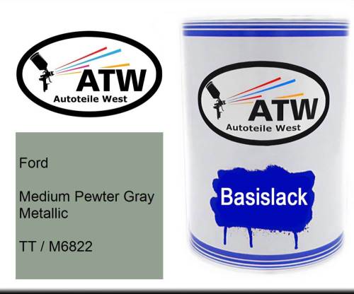 Ford, Medium Pewter Gray Metallic, TT / M6822: 500ml Lackdose, von ATW Autoteile West.